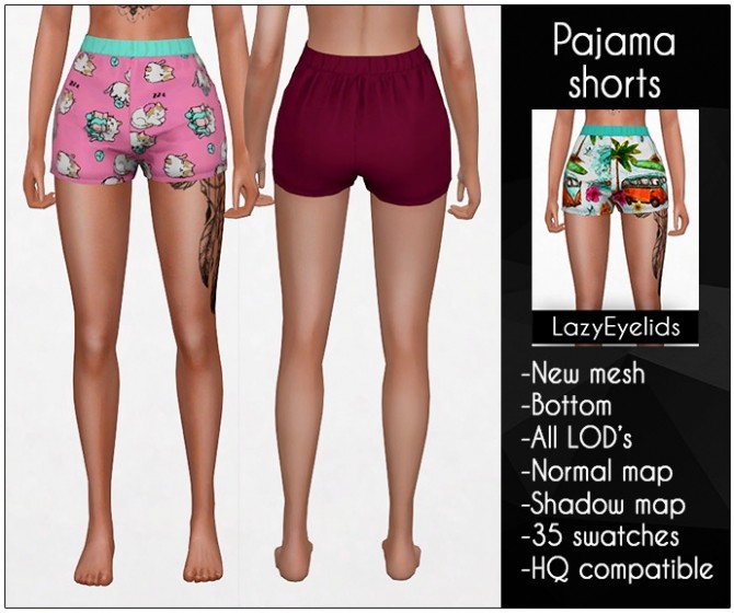 Sims 4 Pajama shorts at LazyEyelids