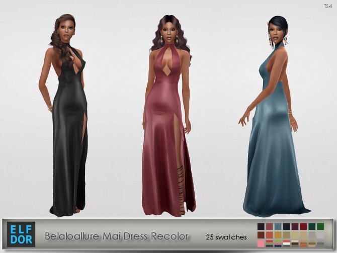 Sims 4 Belaloallure Mai Dress Recolor at Elfdor Sims