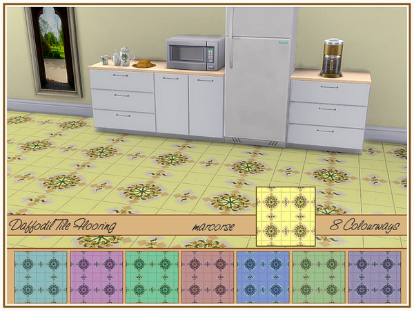 Sims 4 Daffodil Tile Flooring by marcorse at TSR