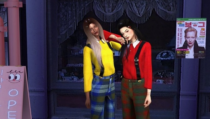 Sims 4 Retro suspender outfit at Weile
