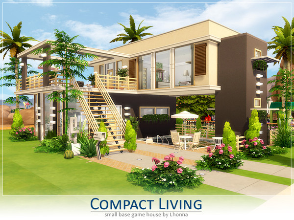 Sims 4 Compact Living Small modern house by Lhonna at TSR
