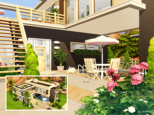 Sims 4 Compact Living Small modern house by Lhonna at TSR