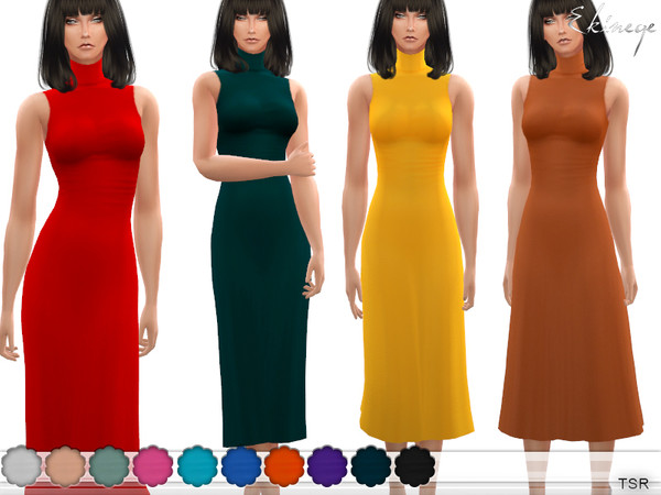 Sims 4 Turtleneck Midi Dress by ekinege at TSR