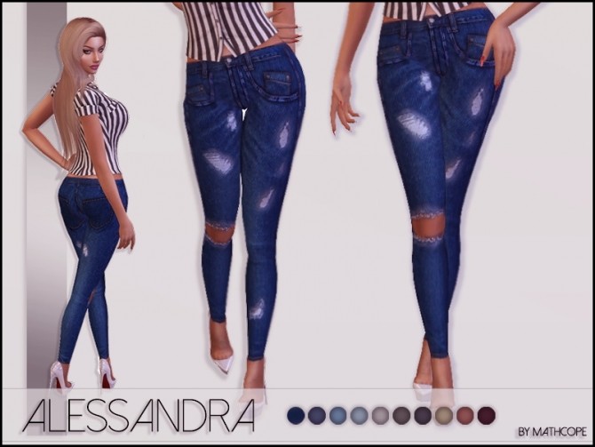 Sims 4 Alessandra jeans by Mathcope at Sims 4 Studio