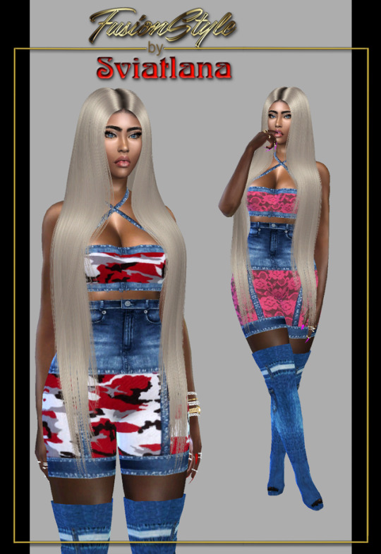 Sims 4 Combined denim suit at FusionStyle by Sviatlana