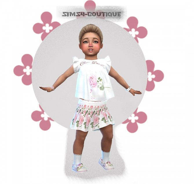 Sims 4 Blouse, Skirt, Sneakers and Socks at Sims4 Boutique