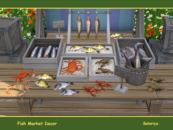 Sims 4 Fish Market Decor by soloriya at TSR