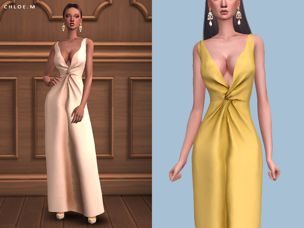 Sims 4 Long Dress by ChloeMMM at TSR