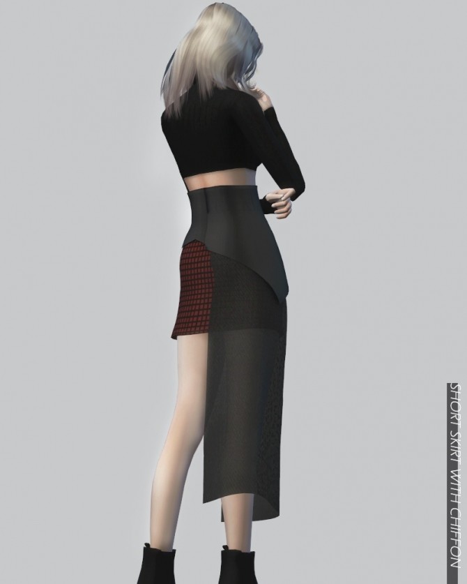 Sims 4 Short Skirt with Chiffon at RYUFFY
