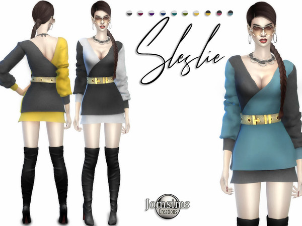 Sims 4 Sleslie dress by jomsims at TSR
