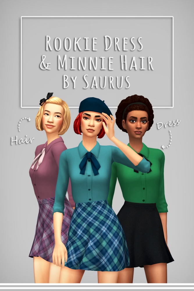 Rookie Dress Aka Babe Bishop V Minnie Hair At Saurus Sims Sims Updates