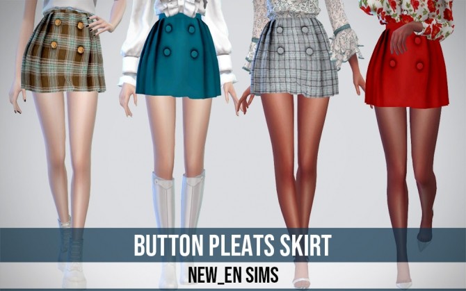 Sims 4 Button Pleats Skirt at NEWEN