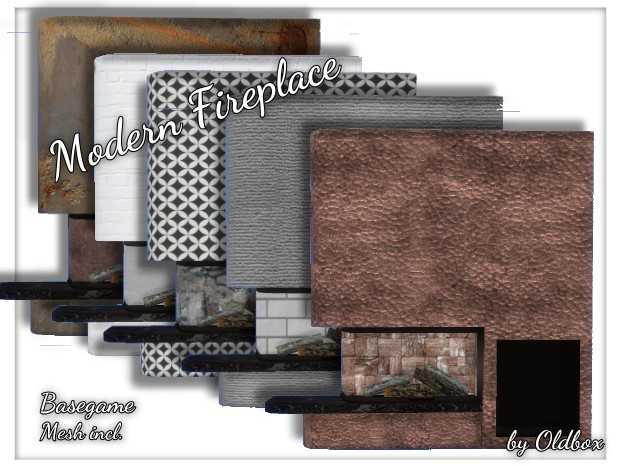 Sims 4 Modern Fireplace by Oldbox at All 4 Sims
