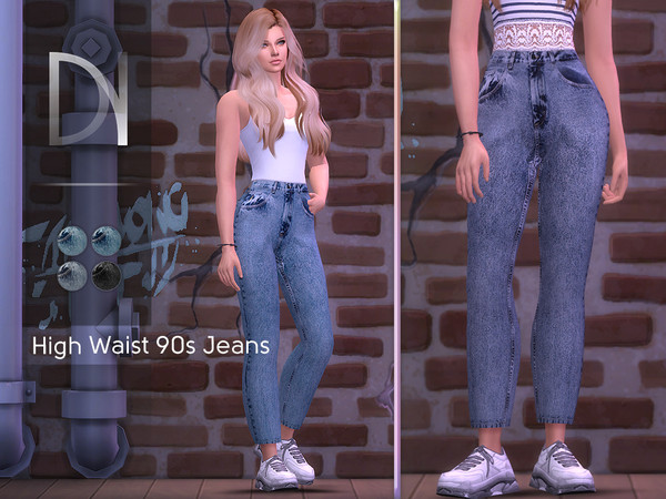 Sims 4 High Waist 90s Jeans HQ by DarkNighTt at TSR