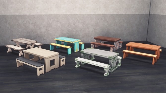 Sims 4 Separated Picnic Table & Benches at Harrie