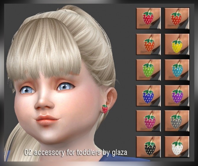 Sims 4 Strawberry earrings 02 for toddlers at All by Glaza