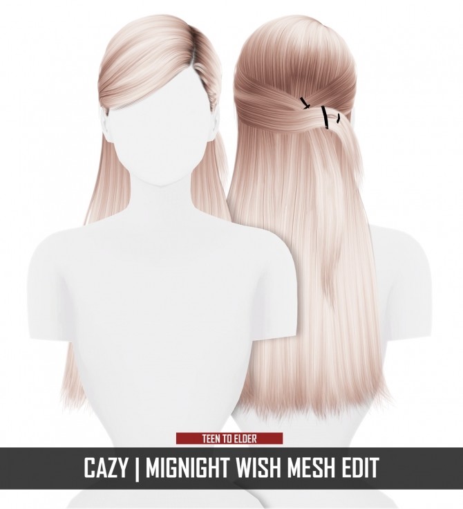 Sims 4 CAZY MIGNIGHT WISH HAIR MESH EDIT at REDHEADSIMS