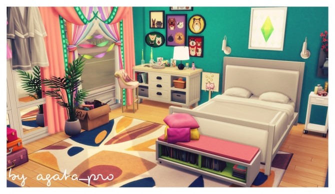 Sims 4 Pastel Bedroom at Agathea k