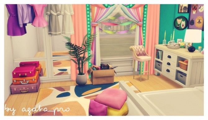 Sims 4 Pastel Bedroom at Agathea k