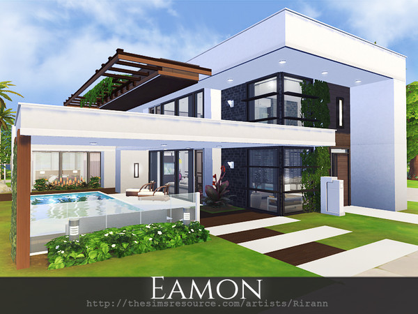Sims 4 Eamon contemporary house by Rirann at TSR