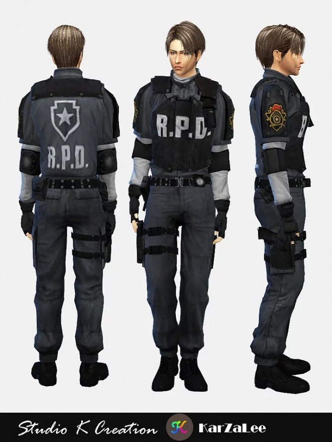 Sims 4 Leon S Kennedy(Re2) R.P.D outfit at Studio K Creation