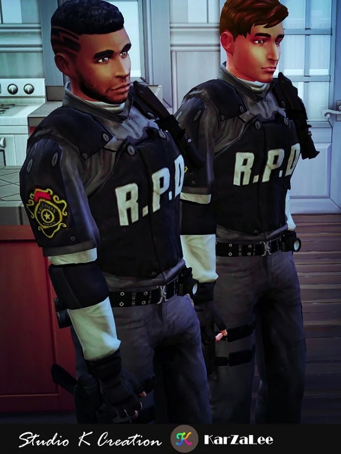 Sims 4 Leon S Kennedy(Re2) R.P.D outfit at Studio K Creation