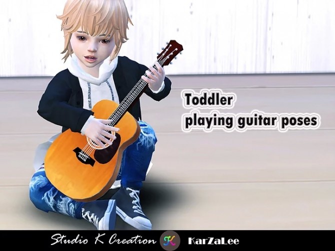 Sims 4 Toddler playing guitar poses at Studio K Creation