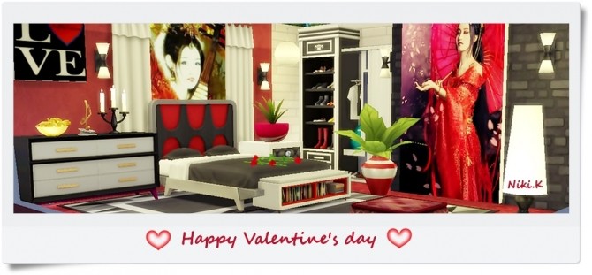 Sims 4 Happy Valentines day bedroom at Niki.K Sims