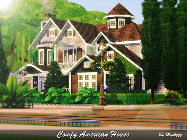 Sims 4 Comfy American House by MychQQQ at TSR