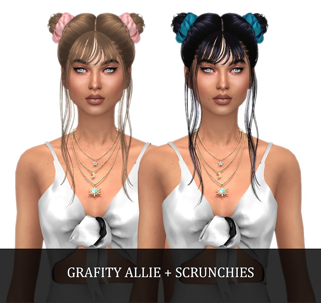 Sims 4 ALLIE HAIR + SCRUNCHIES at Grafity cc