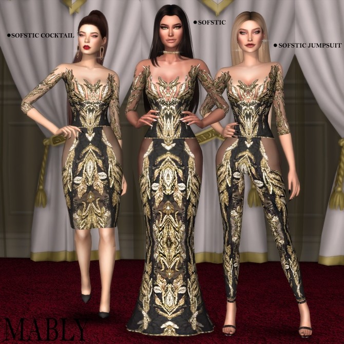 Sims 4 SOFSTIC SET dresses & jumpsuit at Mably Store