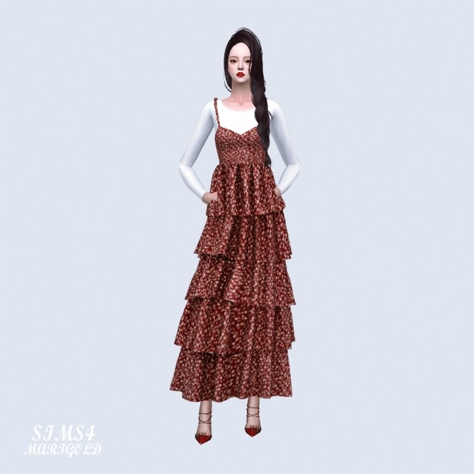 Sims 4 Frill Tiered Dress (P) at Marigold