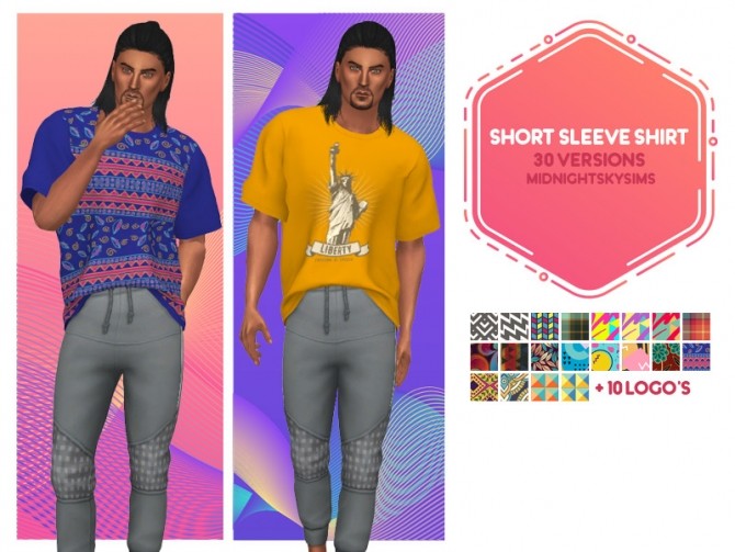 Sims 4 Short sleeve shirt recolors at Midnightskysims