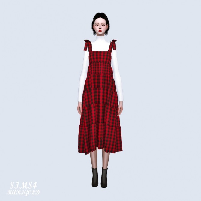 Sims 4 Ribbon Tiered Long Dress With T (P) at Marigold