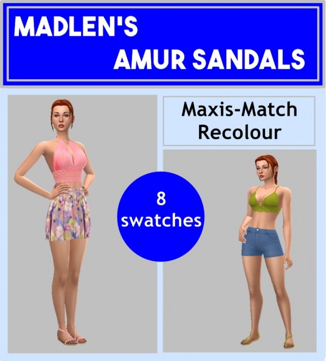 Sims 4 MADLEN’S AMUR SANDALS RECOLOUR at Sims4Sue