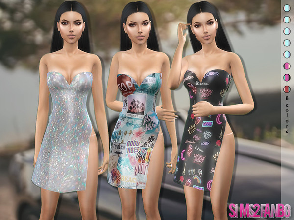 Sims 4 379 Ruched Slit Dress by sims2fanbg at TSR