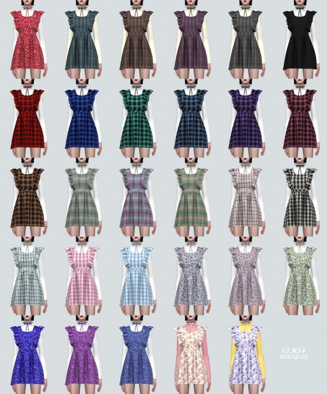 Sims 4 Ribbon Frill Neck Lovely Mini Dress With T at Marigold