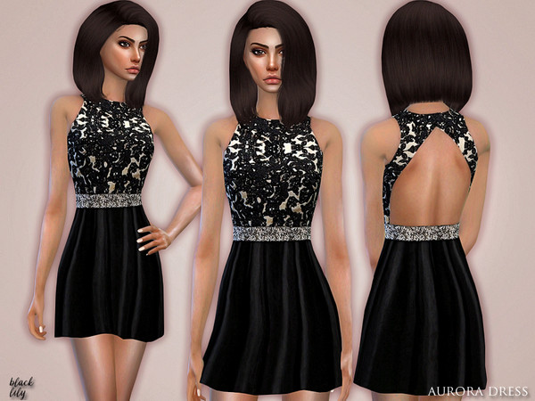Sims 4 Aurora Dress by Black Lily at TSR