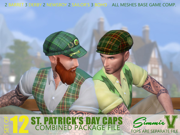 Sims 4 St Patricks Day Caps and Hats by SimmieV at TSR