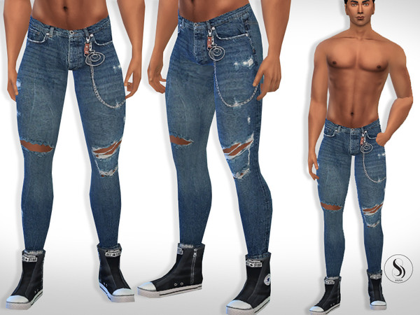 Sims 4 Men Cropped Jeans by Saliwa at TSR