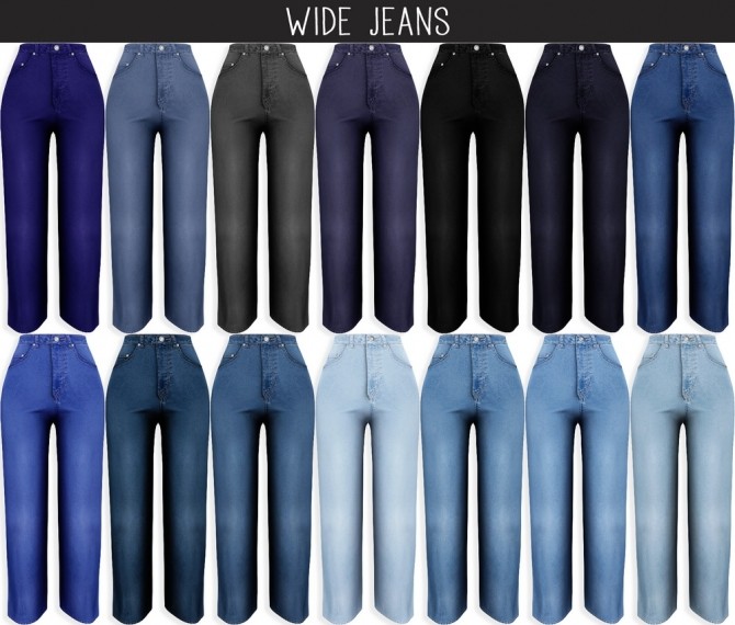 Sims 4 Cropped Elastic Tee & Wide Jeans at Elliesimple