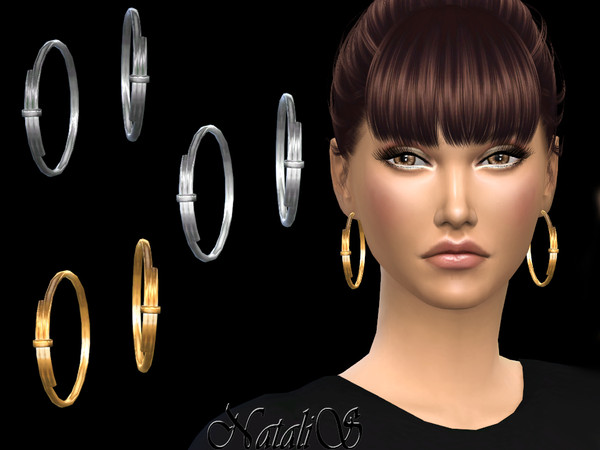 Sims 4 Crossover hoop earrings by NataliS at TSR