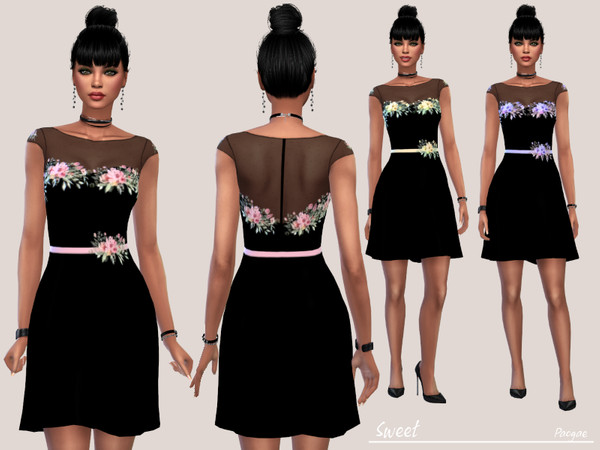 Sims 4 Sweet short romantic dress by Paogae at TSR