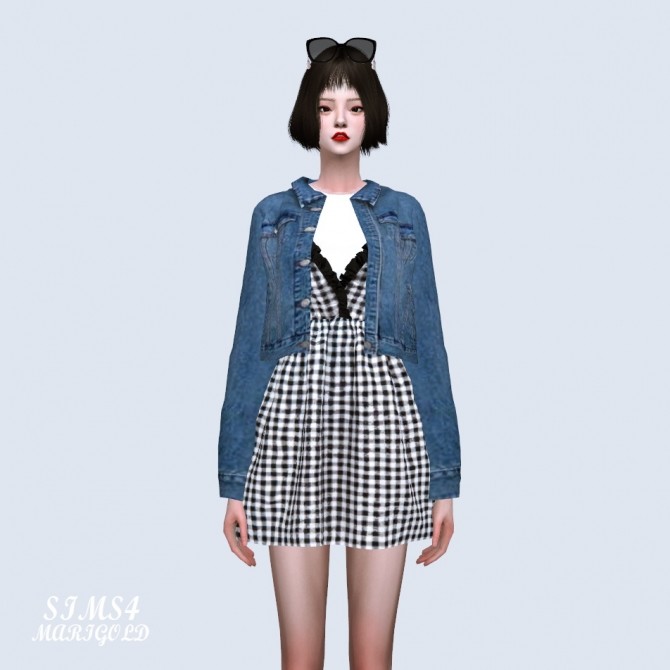 Sims 4 Denim Jacket With Sweet Dress (P) at Marigold