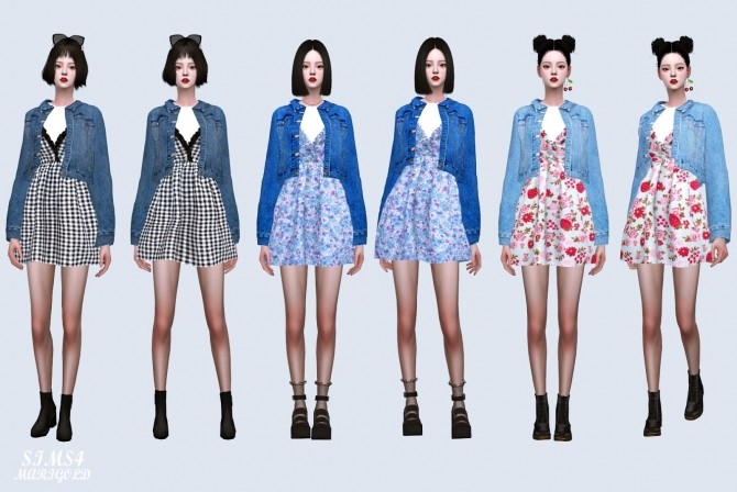 Sims 4 Denim Jacket With Sweet Dress (P) at Marigold