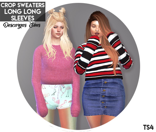 Sims 4 Crop Sweater Long Long Sleeve at Descargas Sims