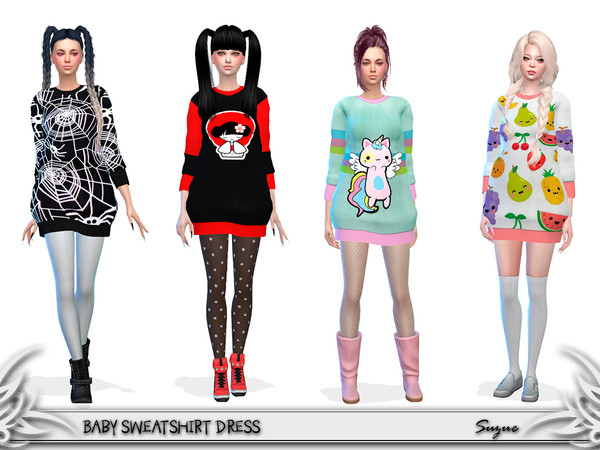 Sims 4 Baby Sweatshirt Dress by Suzue at TSR