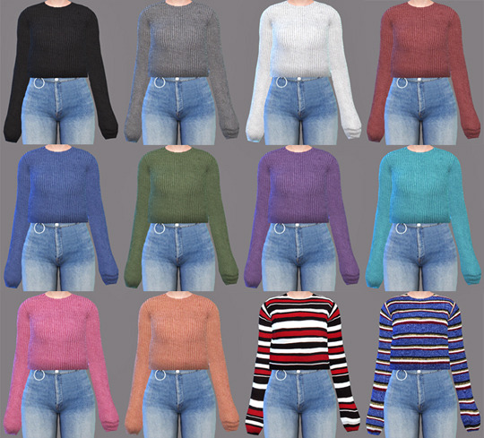 Sims 4 Crop Sweater Long Long Sleeve at Descargas Sims