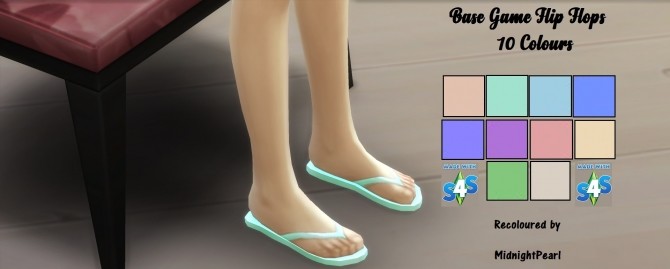 Sims 4 Flipflops 10 Colours by wendy35pearly at Mod The Sims