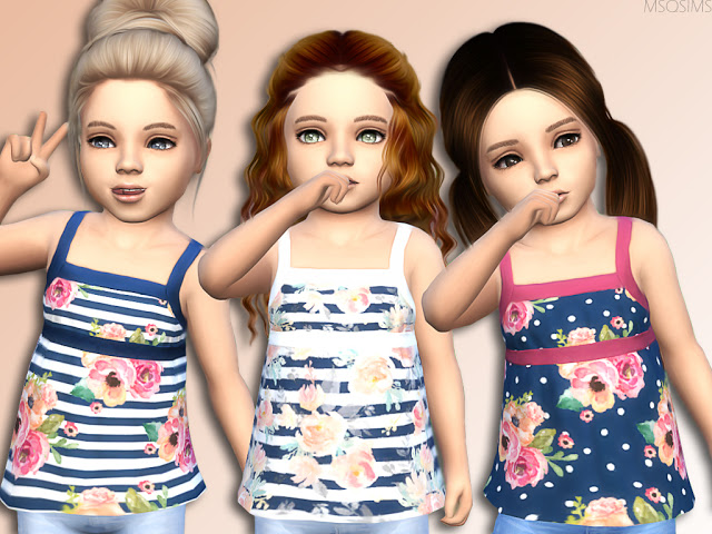Sims 4 Blue Flower Top Toddler at MSQ Sims